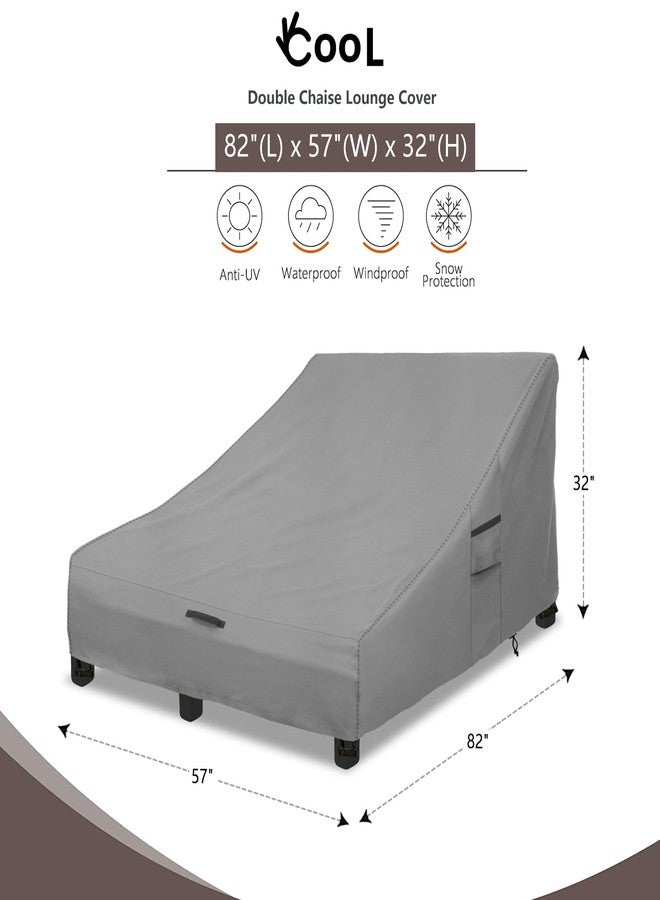 Okcool 100% Waterproof Patio Double Wide Chaise Lounge Chair Cover, 600D Tough Canvas 80 Inch Outdoor Chaise Lounge Covers - Image 2